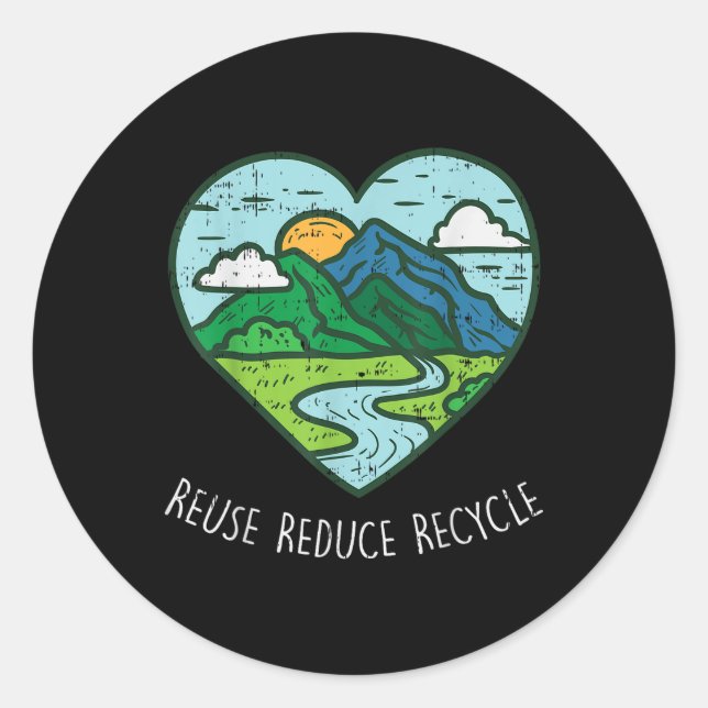 Reuse Reduce Recycle Earth Day Environmentalist Gi Classic Round Sticker (Front)