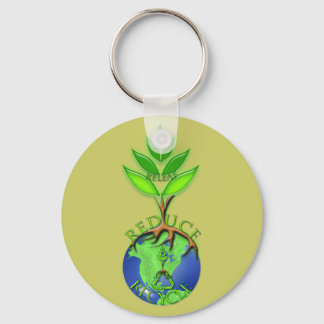 Reuse Reduce Recycle Tree Earth Globe Keychain