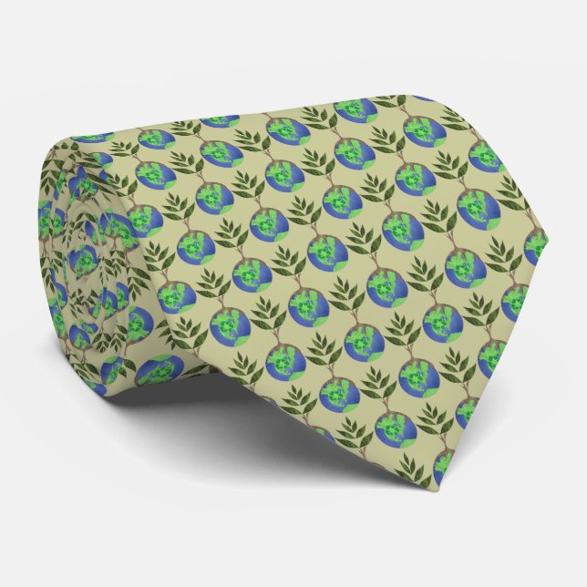 Reuse Reduce Recycle Tree Earth Globe Tie (Rolled)