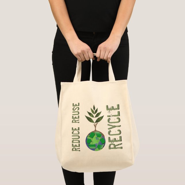 Reuse Reduce Recycle Tree Earth Globe Tote Bag (Front (Product))