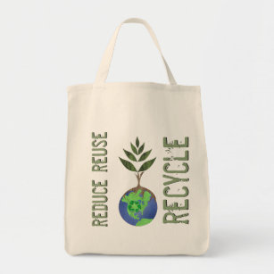 Reuse Reduce Recycle Tree Earth Globe Tote Bag