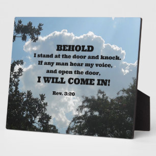 Rev. 3:20 Behold I stand at the door and knock... Plaque
