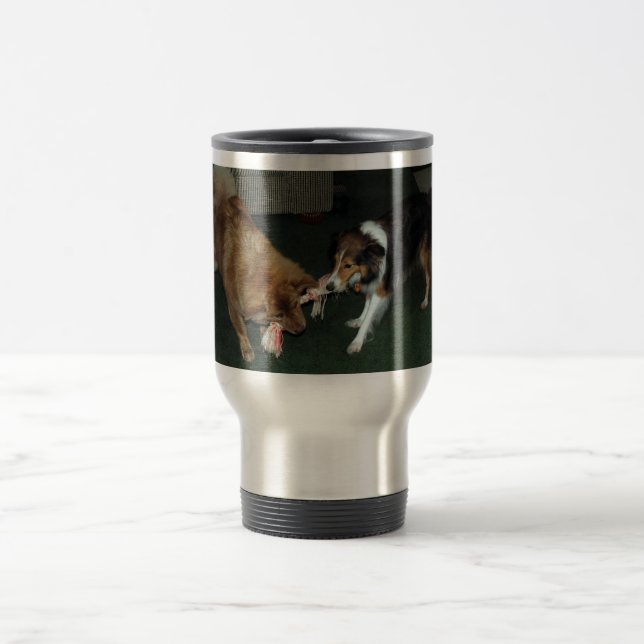 Rev Anya and Bell playing Travel Mug (Center)