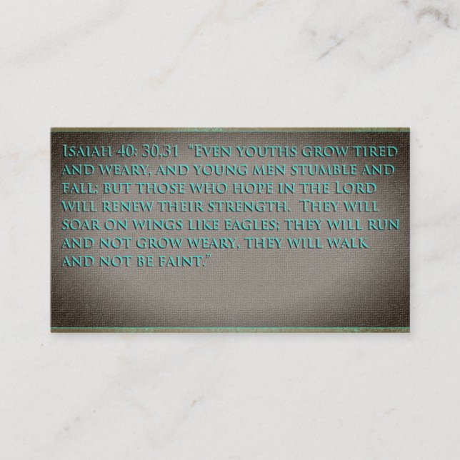 Rev cartes de visite de citation de vers de bible (Devant)