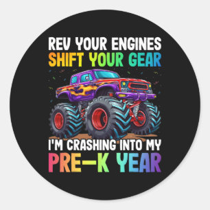 Rev Your Engines Shift My Pre-k Year - 100 Days Of Classic Round Sticker