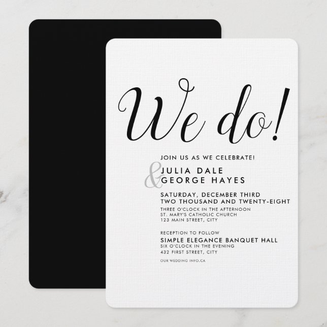 Revallyna Script Simple WE DO Minimalist Wedding I Invitation (Front/Back)