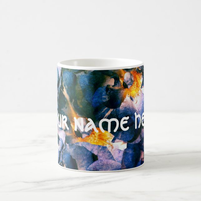 Rêve bleu, Rose motif floral Mug personnalisé (Centre)