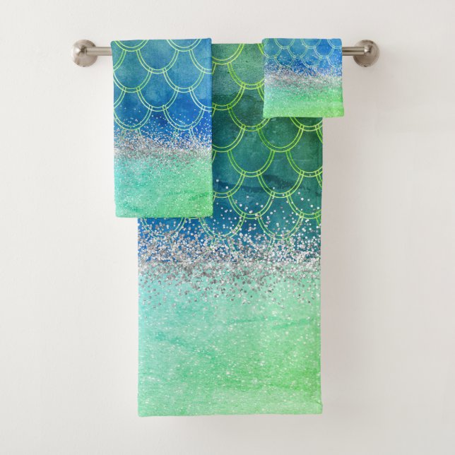 Rêve Blue Green Mermaid Glittery Bling (En situation)