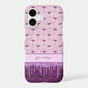 Rêve de champignon violet et monogramme à gouttes