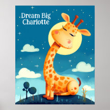 Rêve de girafe | Affiche de nurserie d'animaux