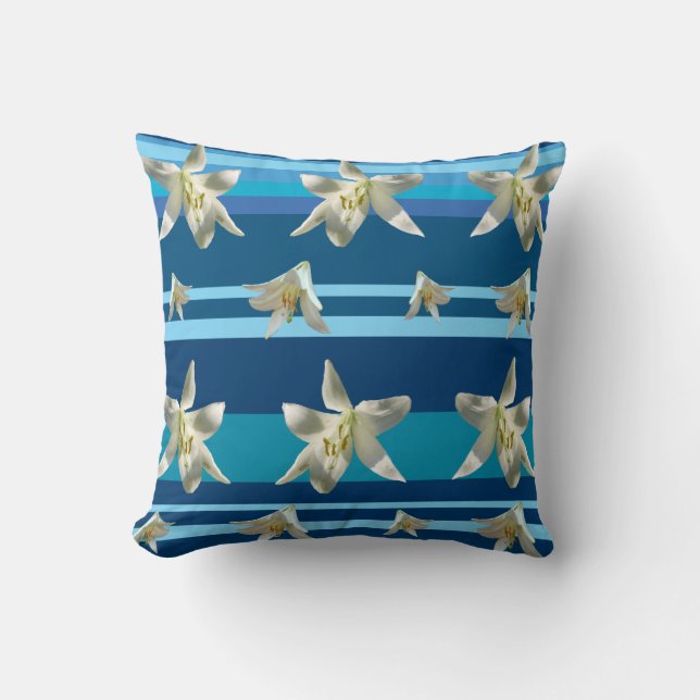 Rêve floral dans le coussin à jet bleu (Recto)