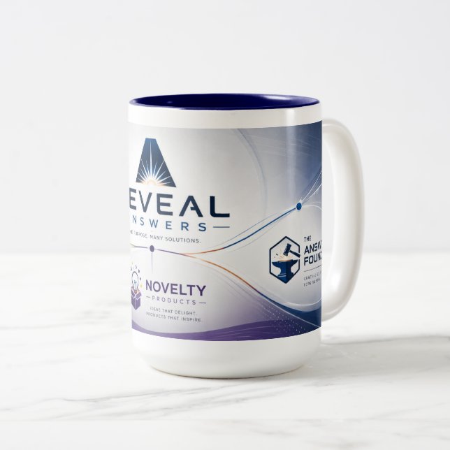 Reveal Answers Two-Tone Coffee Mug (Front Right)