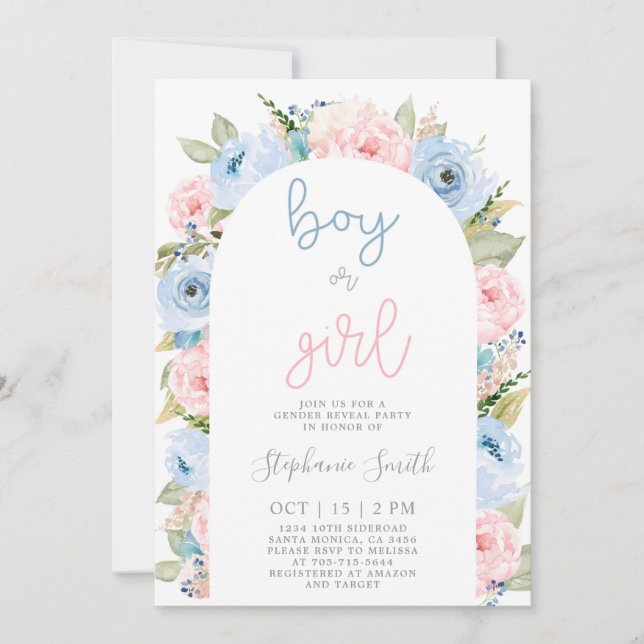 Reveal Genre Boho Arch Invitation (Devant)
