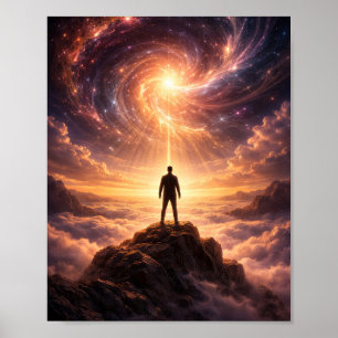 Réveil Cosmique Au-Dessus des Nuages Affiche