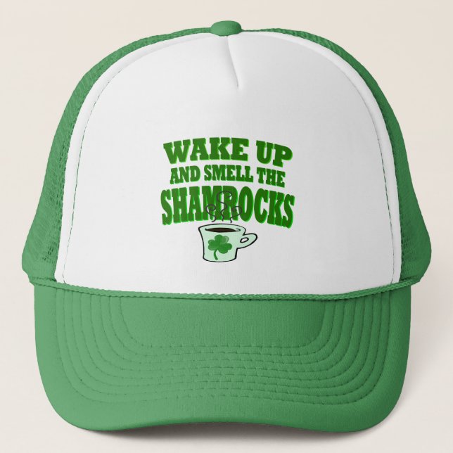 Réveillez-Vous Et Sentez Le Casquette Shamrock (Devant)