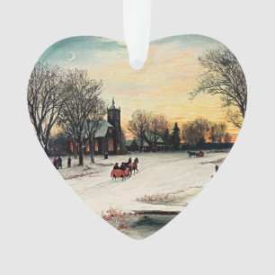 Réveillon de Noël, 1889, peinture vintage, Ornemen