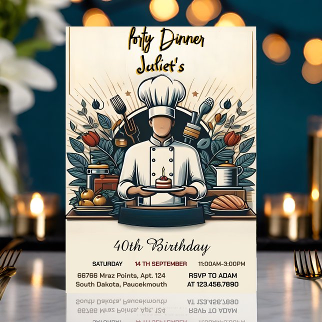 Revel Mens Male adult dinner elegant 40th birthday Invitation (Creator Uploaded)