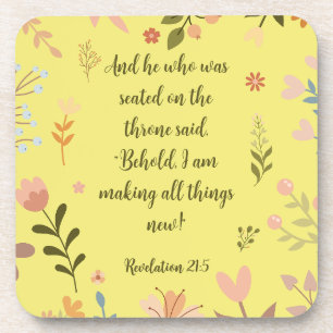 Revelation 21:4, Christian Yellow Gold Coaster