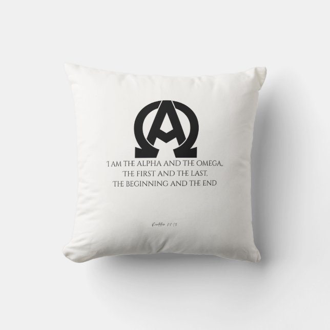 Revelation 22:13: "I am the Alpha and the Omega" Throw Pillow (Front)