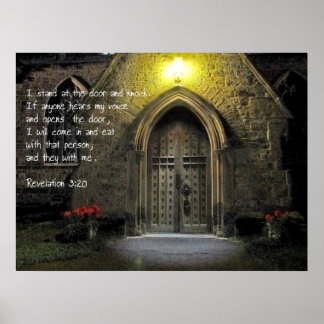 Revelation 3:20 Church Door Poster