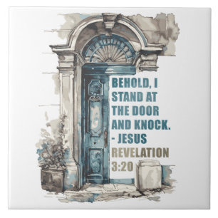 Revelation 3:20 I Stand at the Door and Knock  Tile