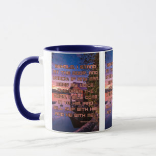 Revelation 3:20 KJV Bible Scripture Pic Two-Tone Mug