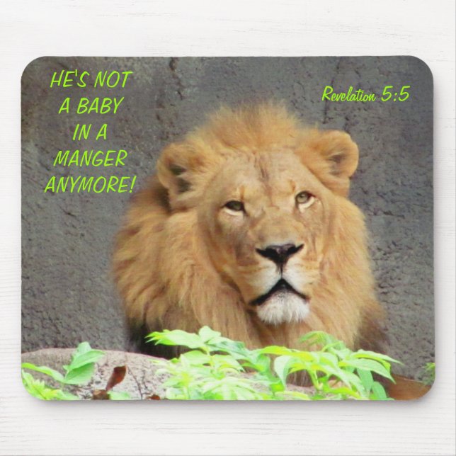 Revelation 5:5 with Male Lion Not A Baby Anymore Mouse Pad (Front)