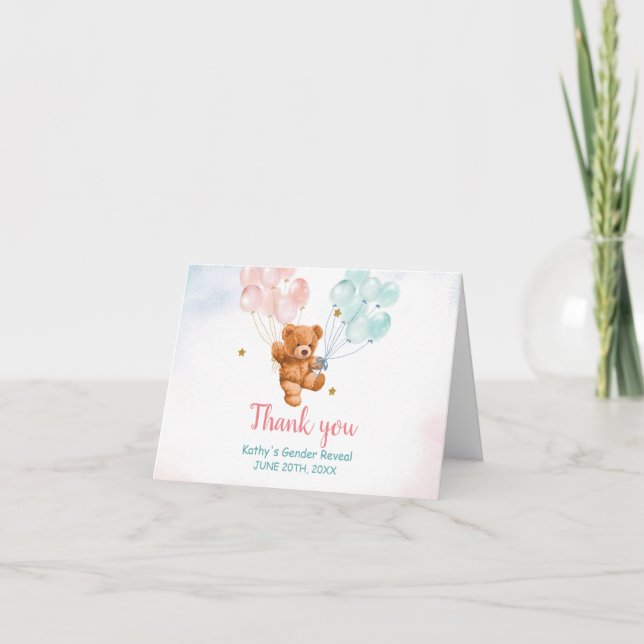 Révélation du genre de l'ours Carte de remerciemen (Devant)
