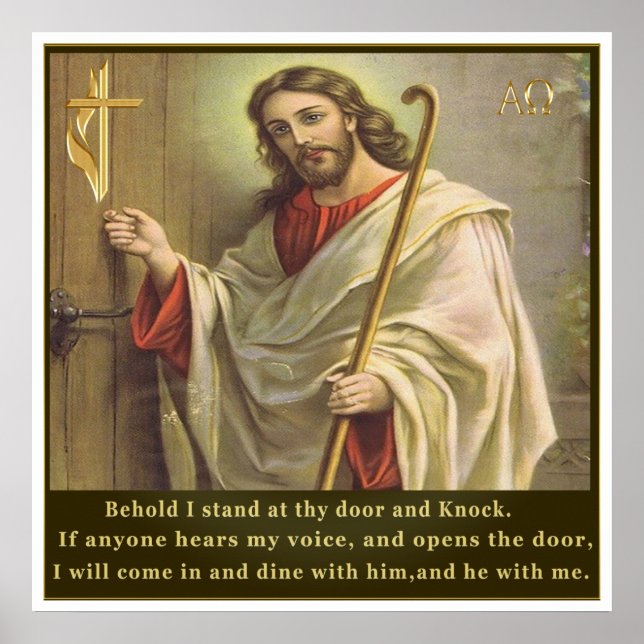 Revelations 3:20 behold I stand at the door  Poster (Front)
