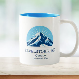 Revelstoke BC Canada ski resort souvenir Two-Tone Coffee Mug