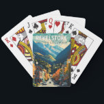 Revelstoke Canada Travel Art Vintage Playing Cards<br><div class="desc">Revelstoke retro vector travel design. Revelstoke is a city in southeastern British Columbia,  Canada known for Mt Revelstoke National Park.</div>