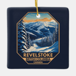 Revelstoke Canada Winter Vintage Ceramic Ornament
