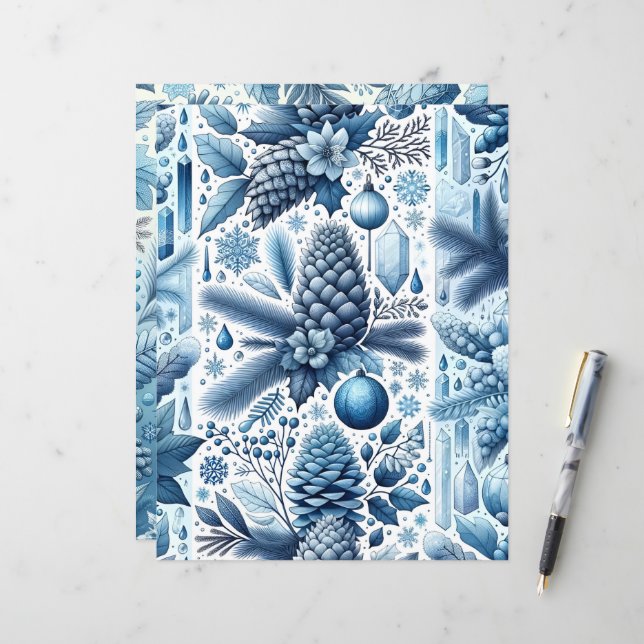 Rêver d'un papier à scandale d'hiver bleu (Devant/Arrière en situation)