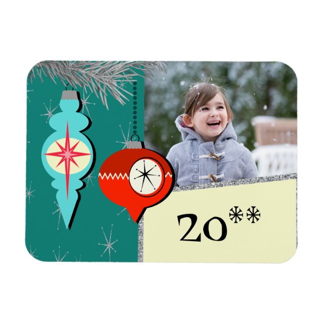 Rêver un de Retro Christmas Flexi Photo Magnet (Horizontal)