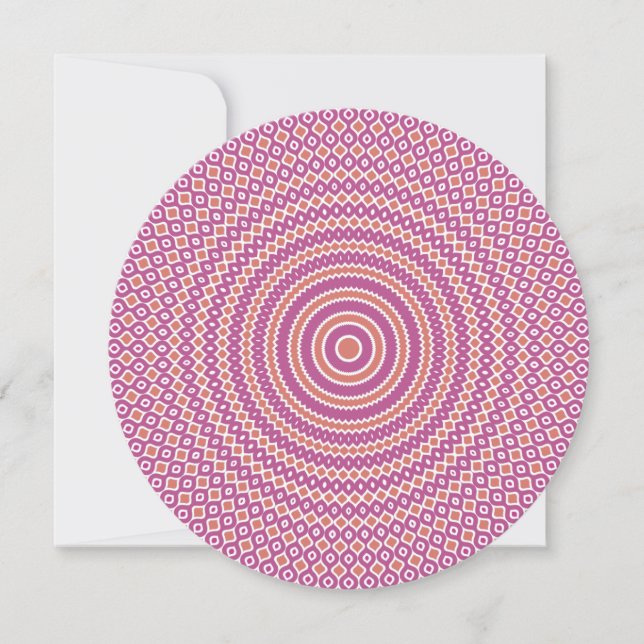Reverb Round Note Card in Hot Pink and Peach  (Front)