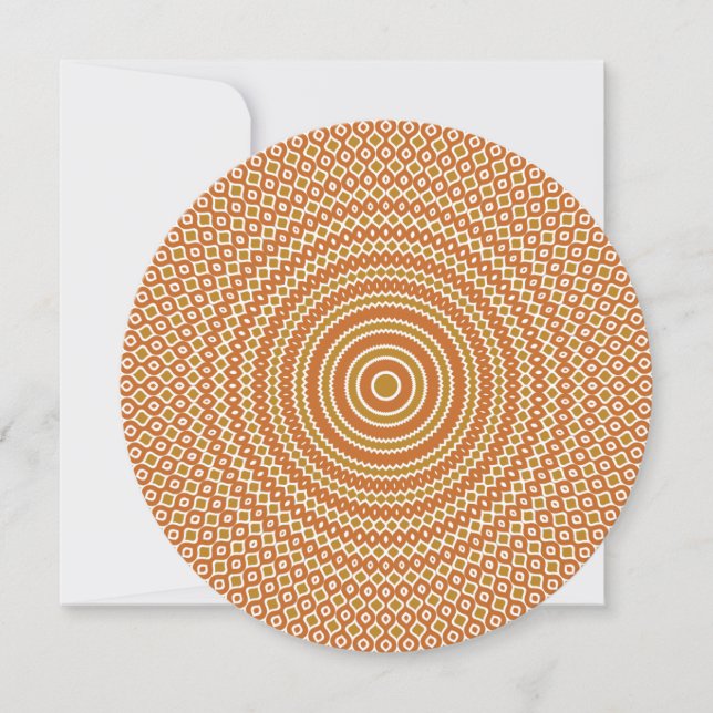 Reverb Round Note Card in Orange and Gold (Front)
