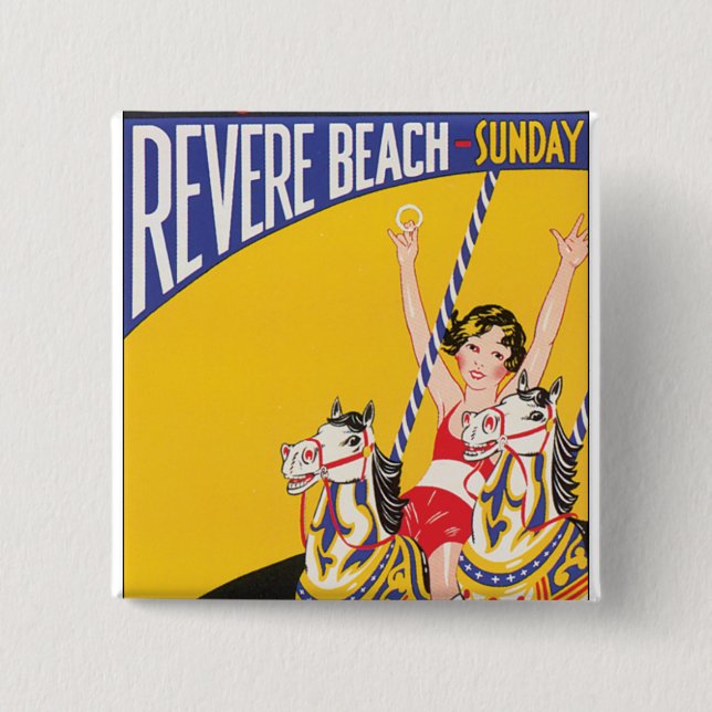 Revere Beach Sunday 2 Inch Square Button (Front)