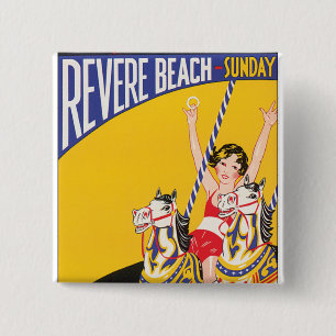 Revere Beach Sunday 2 Inch Square Button
