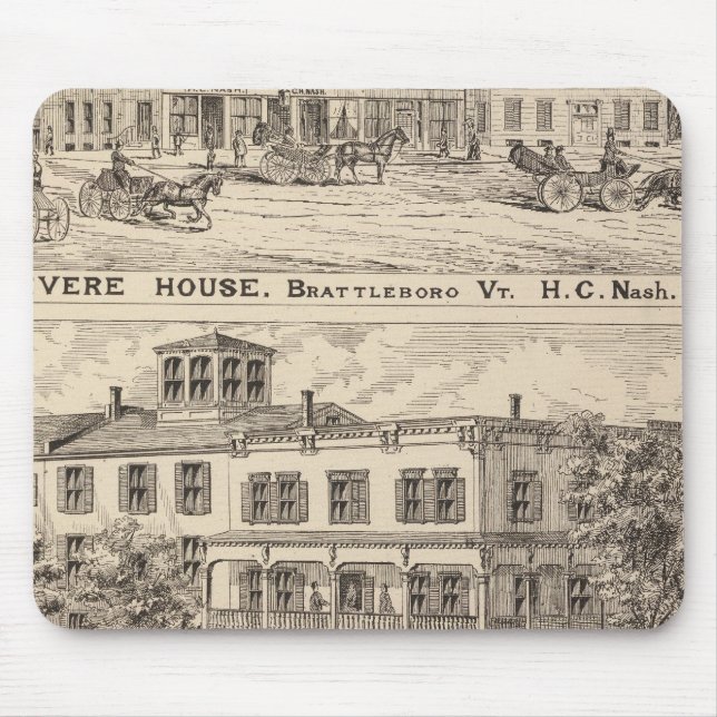 Revere House and Crosby Block in Brattleboro Mouse Pad (Front)