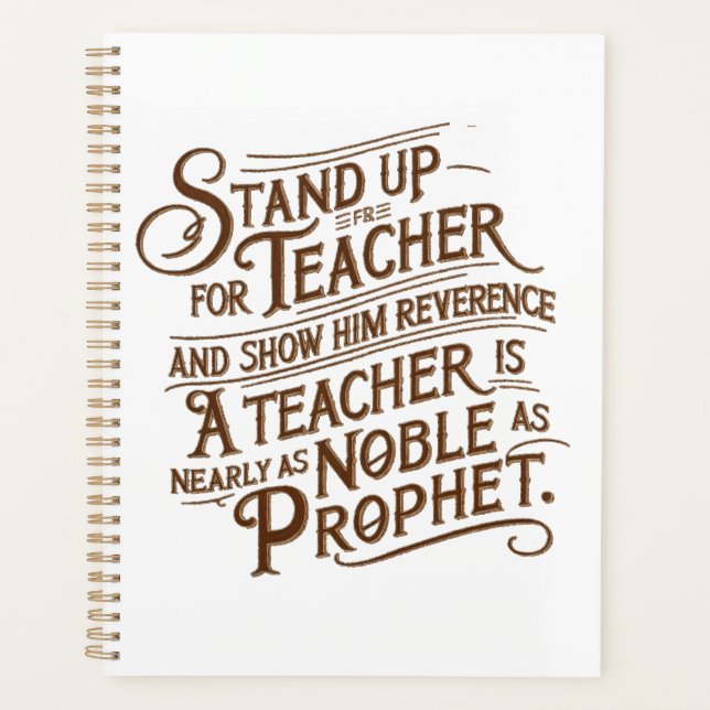 reverence and honour toward Teacher Planner (Front)
