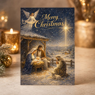 Reverent Nativity Scene  Holiday Card