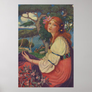 Reverie, 1908, Colourful Gypsy Girl Poster