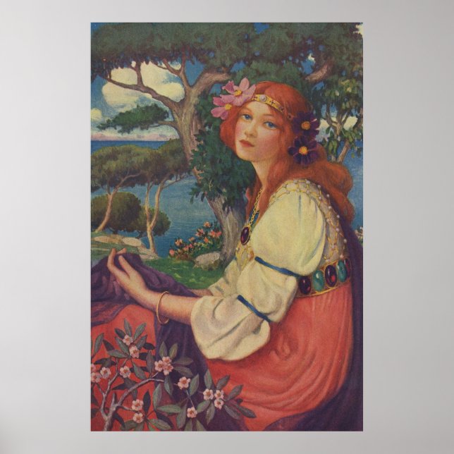 Reverie, 1908, Colourful Gypsy Girl Poster (Front)