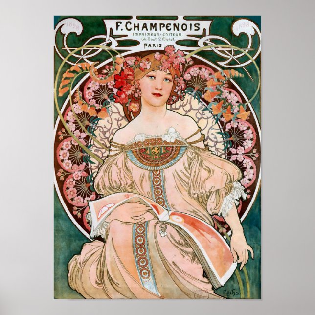 Reverie by Alphonse Mucha Decorative Poster (Front)