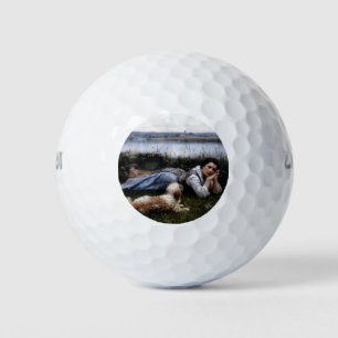 Reverie (Girl Lying on the Grass with her Dog) Golf Balls