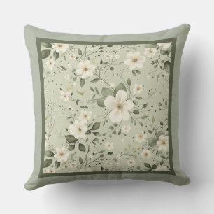 Reversable Sage green floral pattern Outdoor Pillow