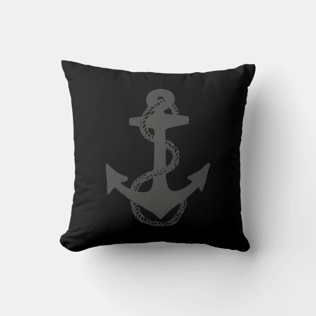 reverse 2 sided - nautical ANCHOR | Throw Pillow (Front)