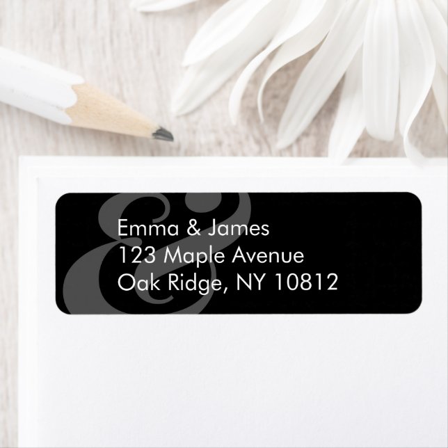Reverse Black Wedding Return Address | Centred (Insitu)