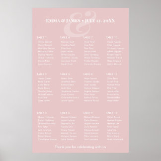 REVERSE Blush Ampersand Wedding | 12 Seating Chart