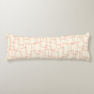 Reverse Blush Retro Lino Print Geometric Pattern Body Pillow